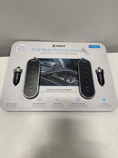 Atomi 40W 12V USB Charger 2 Pack
