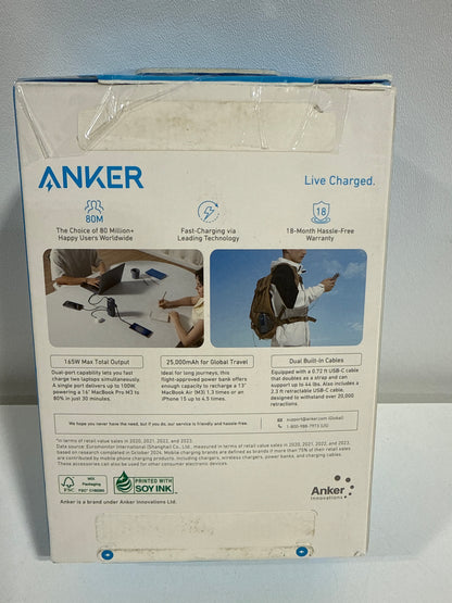 Anker - Laptop Power Bank (25K, 165W, Built-In and Retractable Cables) - Black