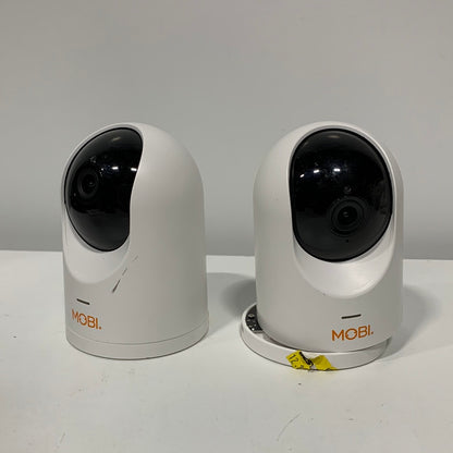 For Parts  MOBI - Cam Pro HD 2 Pack Wi-Fi Pan & Tilt Video Baby Monitor with 2-way Audio, Powerful Color Night Vision, & Mounting Ability - White