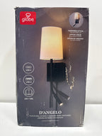 Globe Electric - 1-Light Plug-in or Hardwired Wall Sconce with Reading Light, USB-a Port, USB-C Port, LED Integrated Reading Light - Matte Black