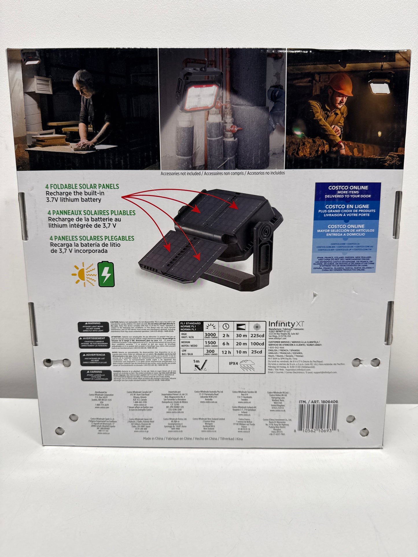 Infinity X1 Dual Powered Solar Work Light 3000 Lumen