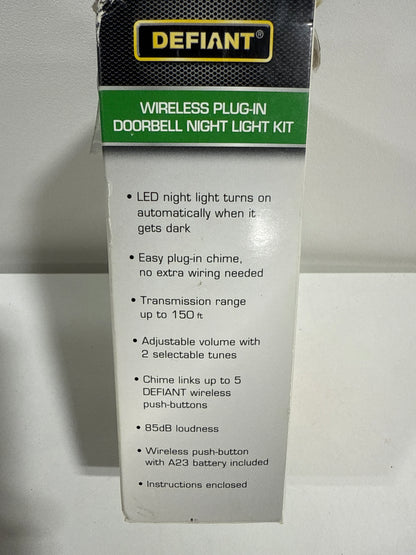 Defiant Wireless Plug-in Doorbell Kit and Wireless Push Button White