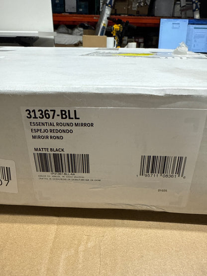 Kohler Essential 22 in. W x 22 in. H Round Framed Wall Mount Bathroom Vanity Mirror in Matte Black