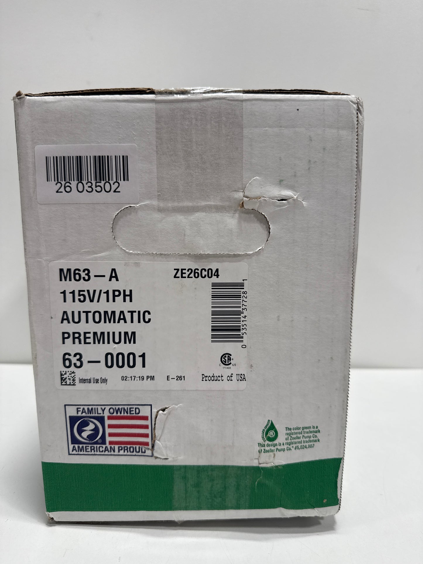 Zoeller M63 - Automatic Submersible Sump Pump - 3/10HP - Cast Iron - LED Power Plug - High Flow - Vortex Impeller Stainless Steel Hardware - Factory Tested and Float Operated - 115V
