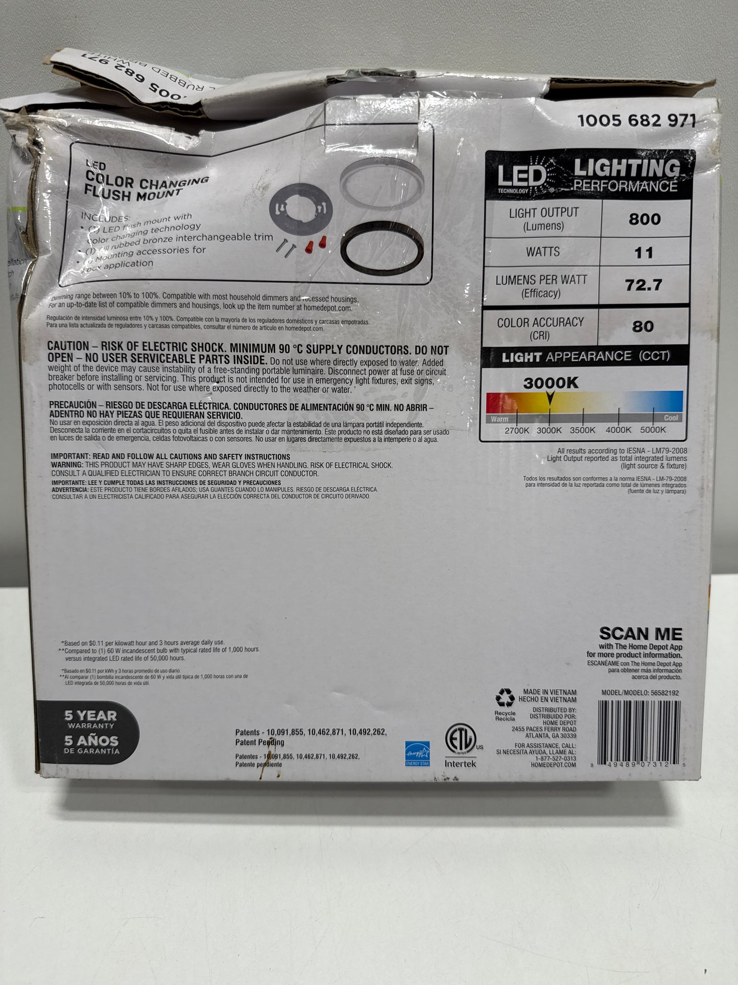 Commercial Electric 9” Color Selectable LED Flush Mount 1005 682 971