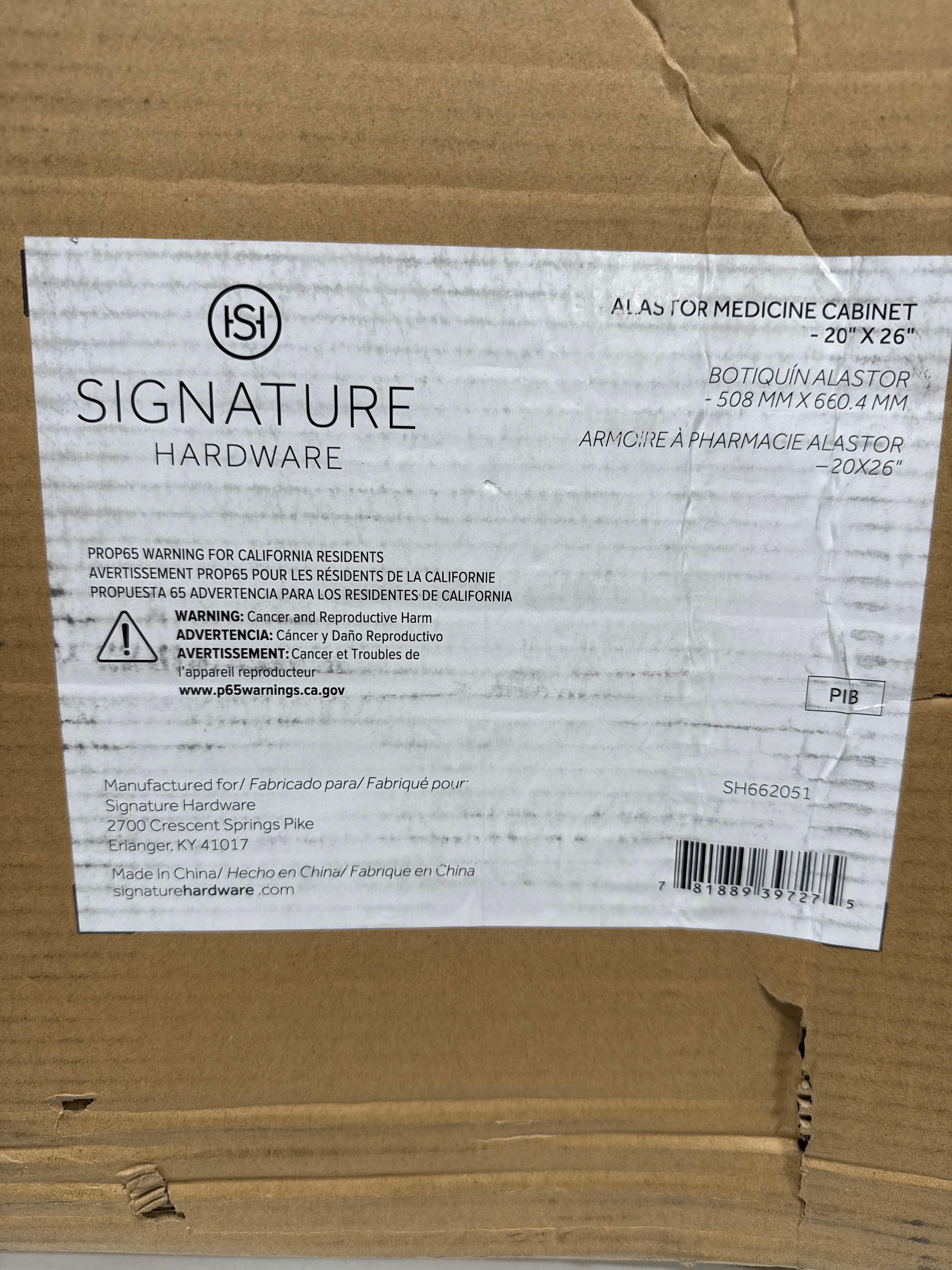 Signature Hardware Alastor 20" x 26" Frameless Single Door Medicine Cabinet