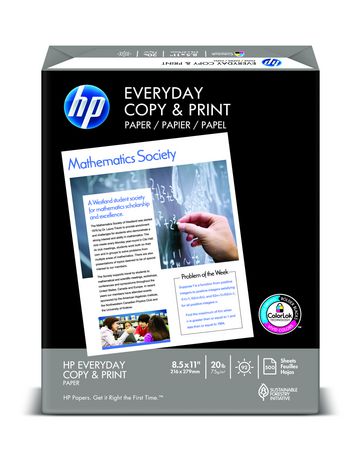 HP Printer Paper Copy & Print 20lb 8.5x11 1 ream, White 500 sheets
