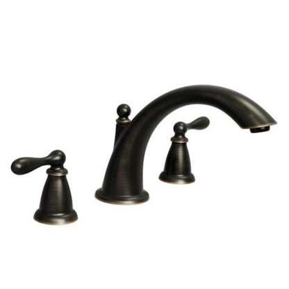 Moen 86440BRB Caldwell Two Handle Deck Mounted Roman Tub Faucet Trim and Valve Included, Mediterranean Bronze