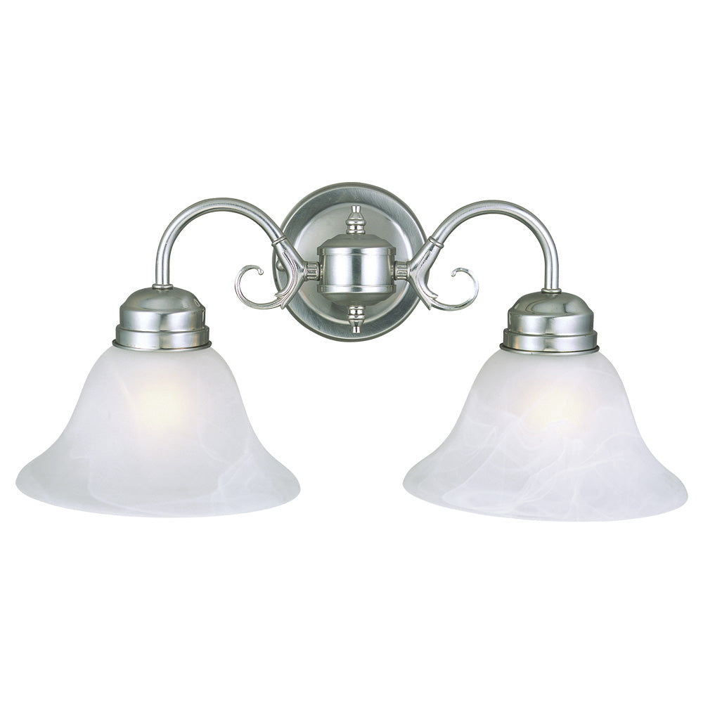 Design House Millbridge Traditional Satin Nickel 2-Light Dimmable Vanity or Wall Light with Frosted Glass Shades