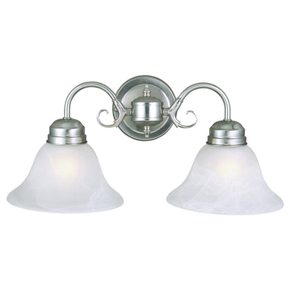 Design House Millbridge Traditional Satin Nickel 2-Light Dimmable Vanity or Wall Light with Frosted Glass Shades
