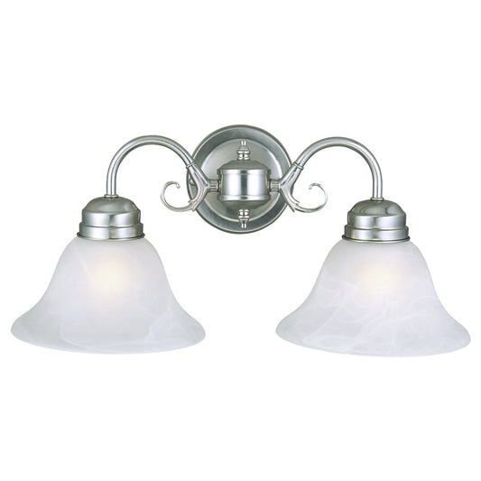 Design House Millbridge Traditional Satin Nickel 2-Light Dimmable Vanity or Wall Light with Frosted Glass Shades
