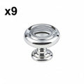 9 x Jeffrey Alexander 117 Bremen I - 1-1/4’’ Round Traditional Ring Mushroom Cabinet Knob / Drawer Knob with Stacked