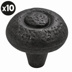 10 x Hickory Hardware P3003 Refined Rustic 1-1/2" Vintage Raw Craftsman Look Mushroom Cabinet Knob / Drawer Knob Black Iron