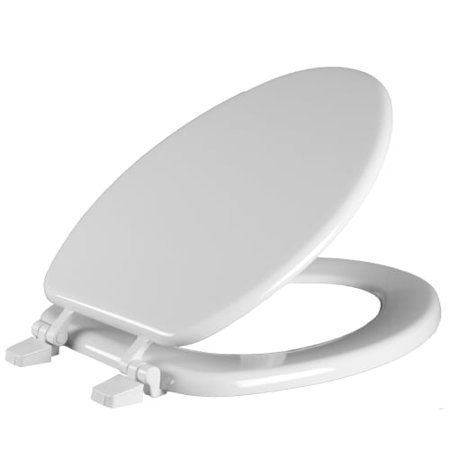 Bemis 1400TTA Elongated Enameled Wood Closed-Front Toilet Seat and Lid with Top-Tite Hinge White