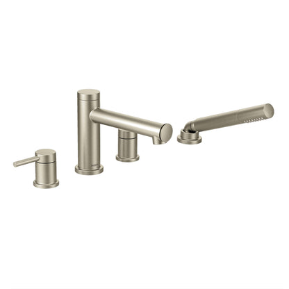 Moen T394 Deck Mounted Roman Tub Filler Trim with Personal Hand Shower and Built-in Diverter from the Align Collection (Less Valve) Brushed Nickel