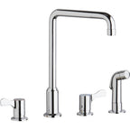 Elkay LKD2433C Concealed Deck Mount Faucet with Arc Spout and Lever Handles with Side Spray, Chrome