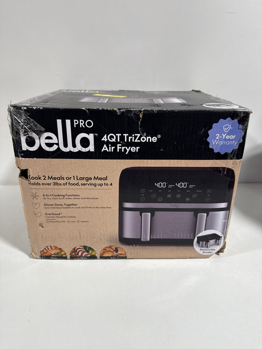 Bella PRO - 4-qt. TriZone Touchscreen Air Fryer with Dual Flex Basket - Stainless Steel