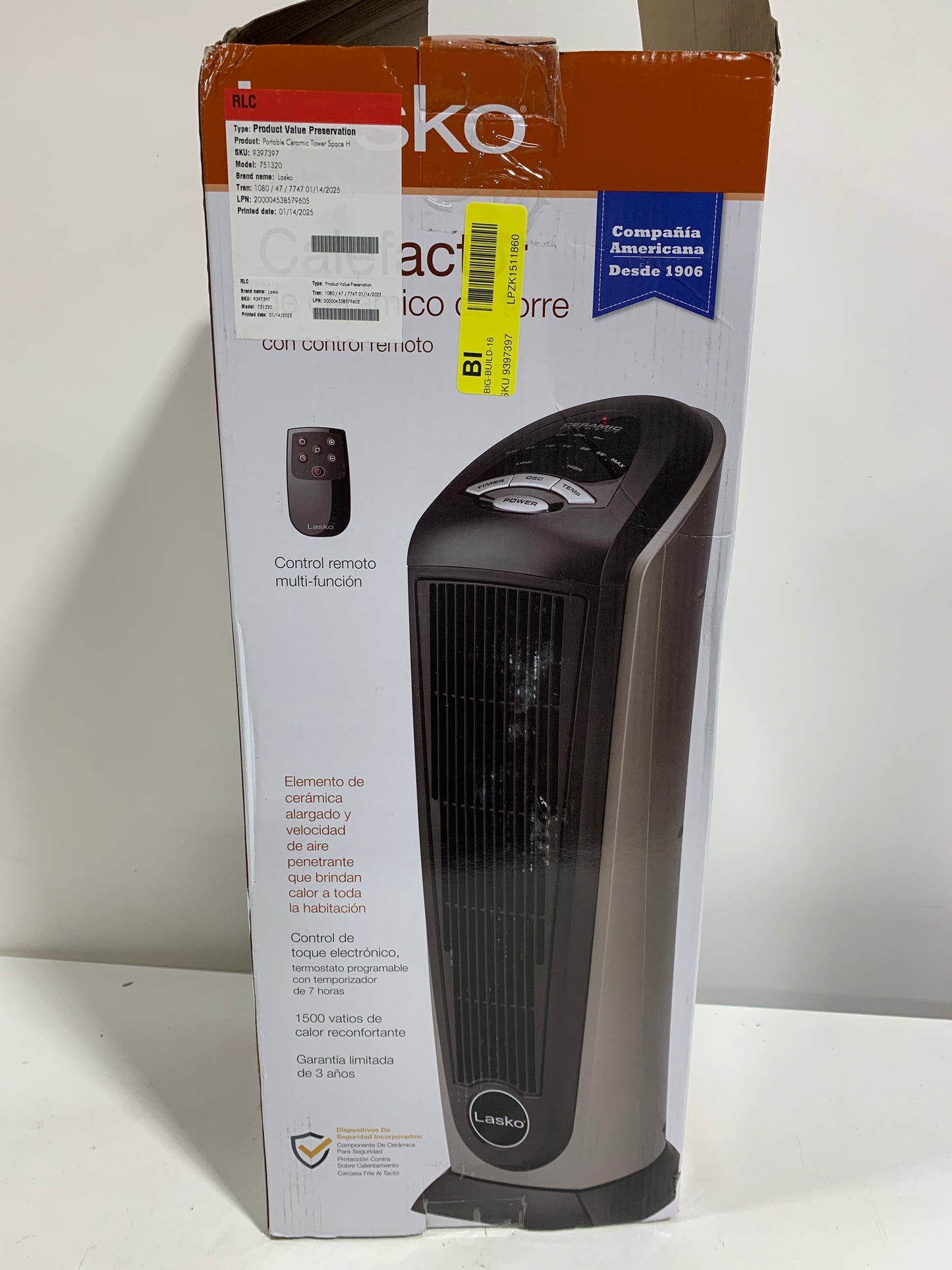 No Remote Lasko 150 Sq Ft Electric Ceramic Tower Heater