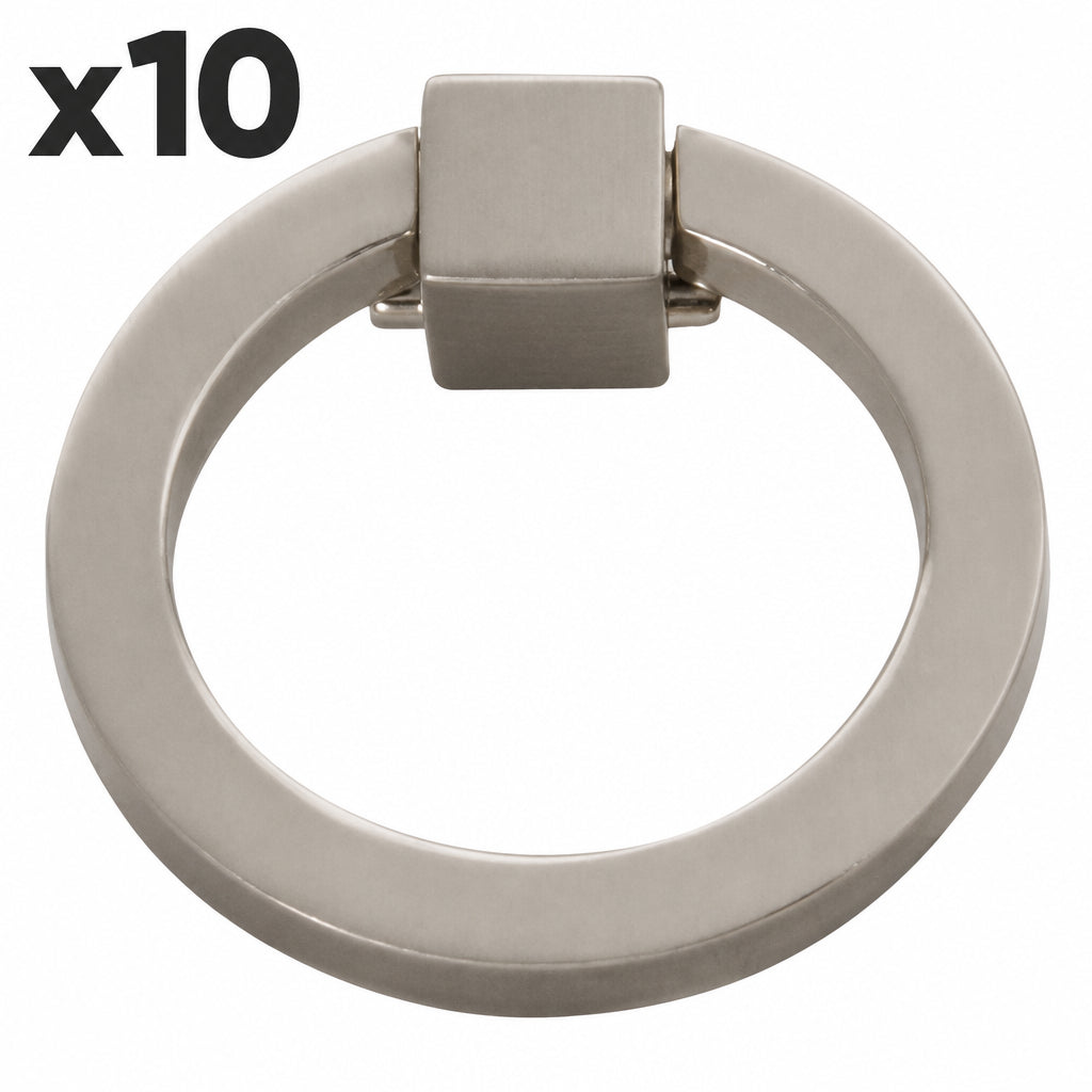 10 x Hickory Hardware P3190 Camarilla 2-1/16 Inch Wide Drop Cabinet Ring Pull / Drawer Ring Pull Satin Nickel Cabinet Hardware Pulls Ring