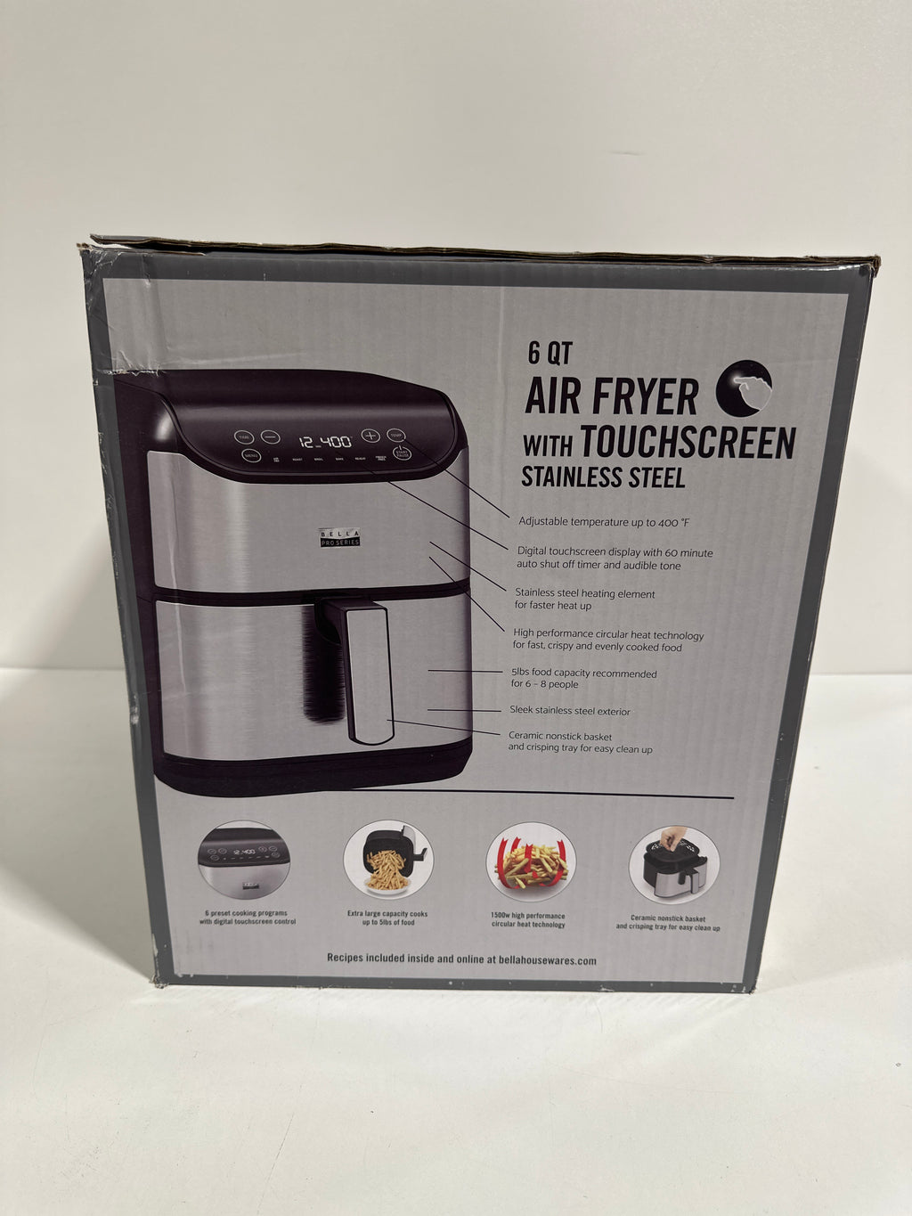 Bella PRO - 6-qt. Touchscreen Air Fryer - Stainless Steel - *Kitchen Appliances