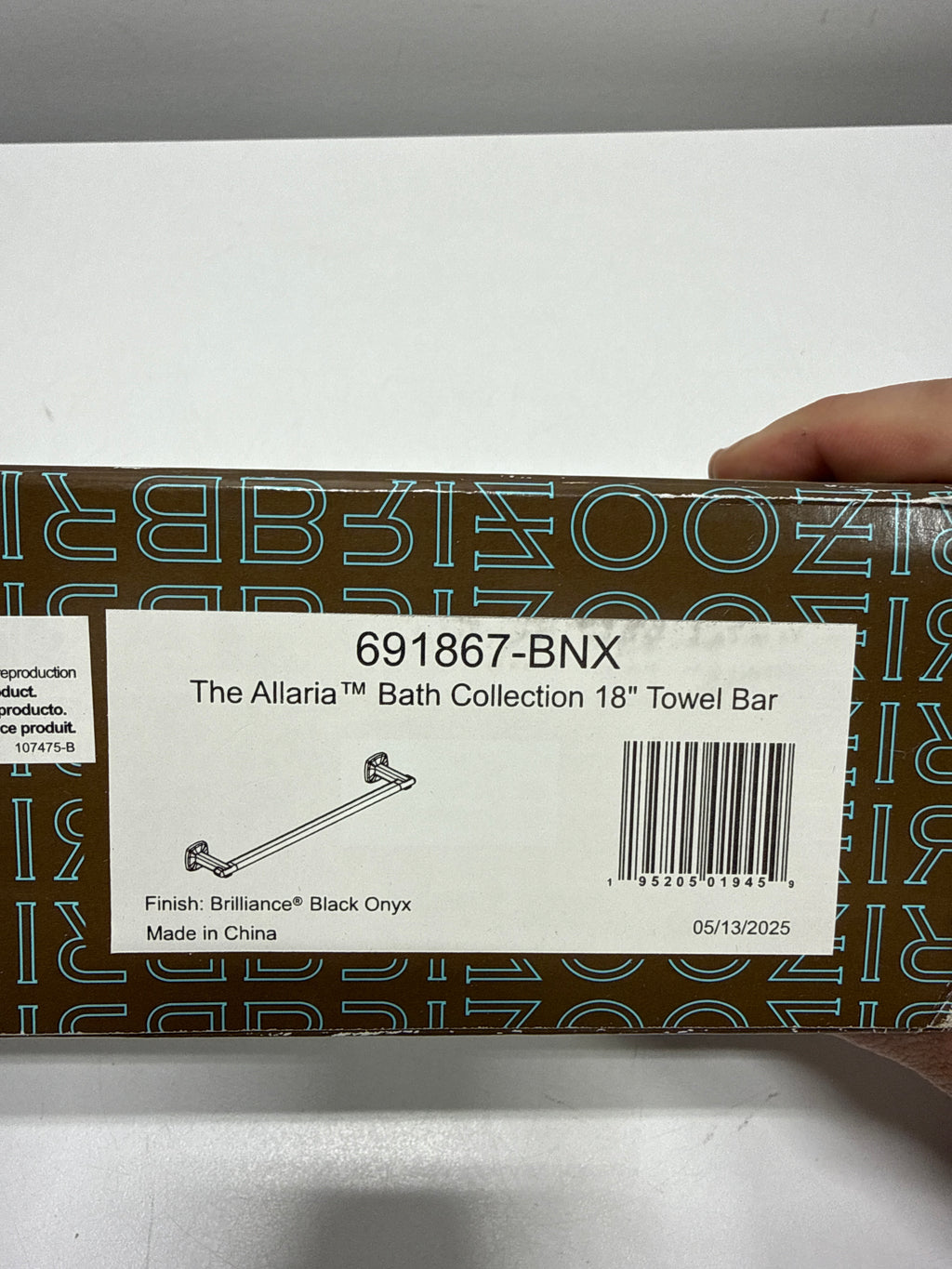 Brizo 691867 Allaria 18" Towel Bar Brilliance Black Onyx