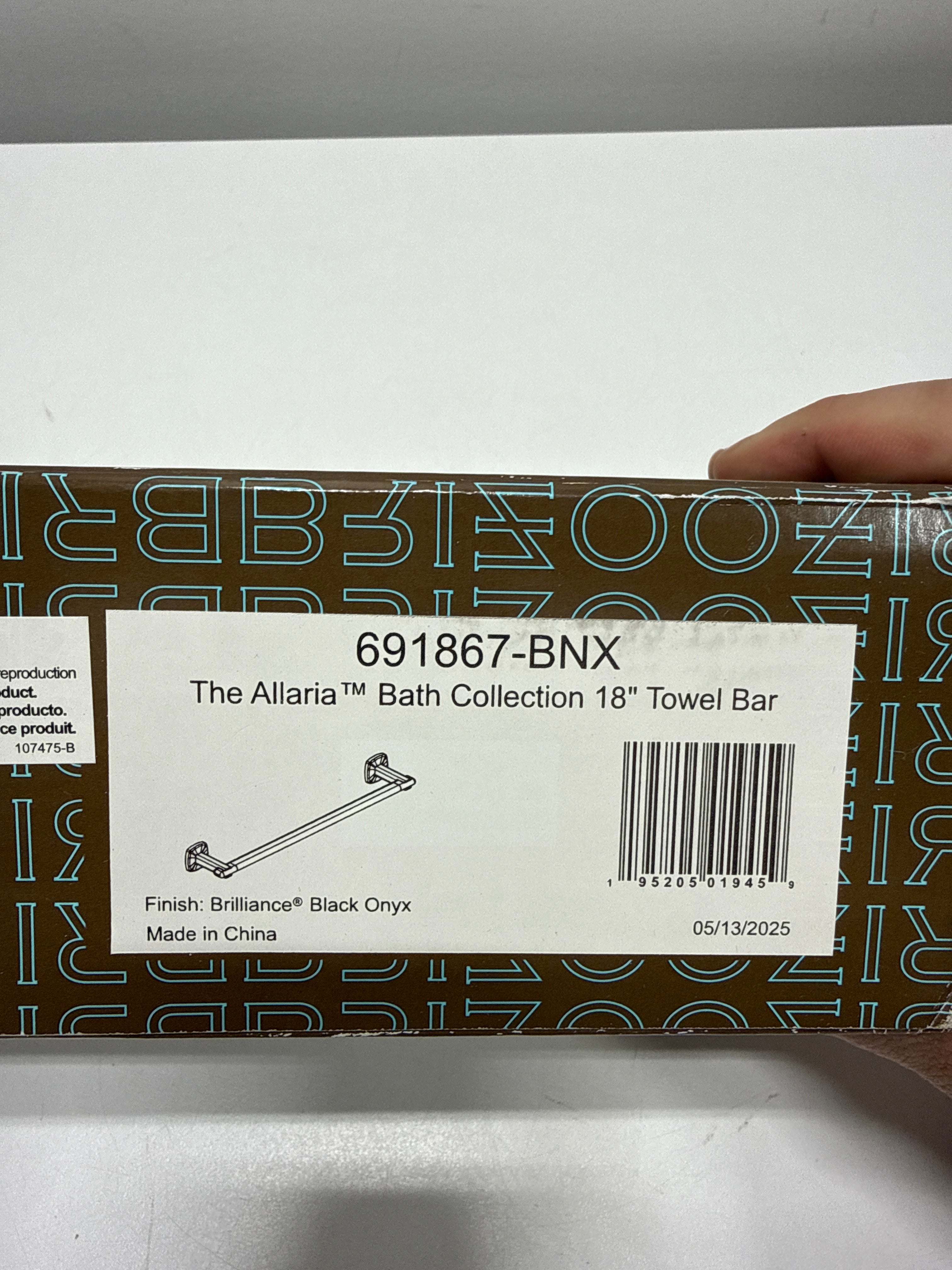 Brizo 691867 Allaria 18" Towel Bar Brilliance Black Onyx