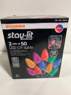 Sylvania Stay-Lit C9 Faceted Dual Color LED Lights, 100
