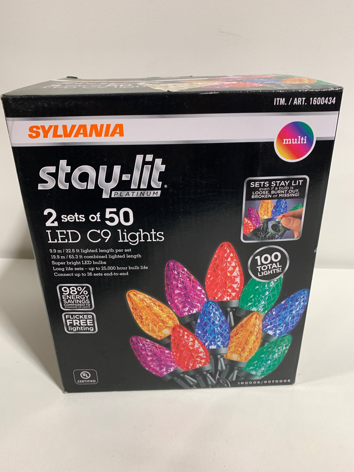 Sylvania Stay-Lit C9 Faceted Dual Color LED Lights, 100