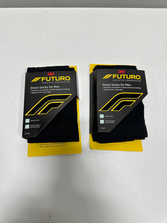 2 x FUTURO Dress Socks for Men, Medium, Black, Moderate (15-20 mm/Hg)
