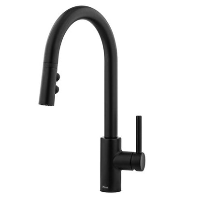 Pfister Stellen Single Handle Kitchen Faucet with Pull Down Sprayer High Arc Matte Black Finish Modern Kitchen Sink Faucet 3 Hole Installation Compatible LG529SAB