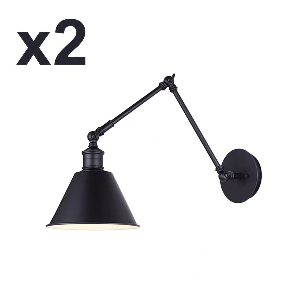 2 x Canarm IWF582A01 Morocco Single Light 12-1/2" High Wall Sconce with Swing Arm Black Indoor Lighting Wall Sconces