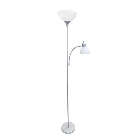 Simple Designs Floor Lamp with Reading Light Silver