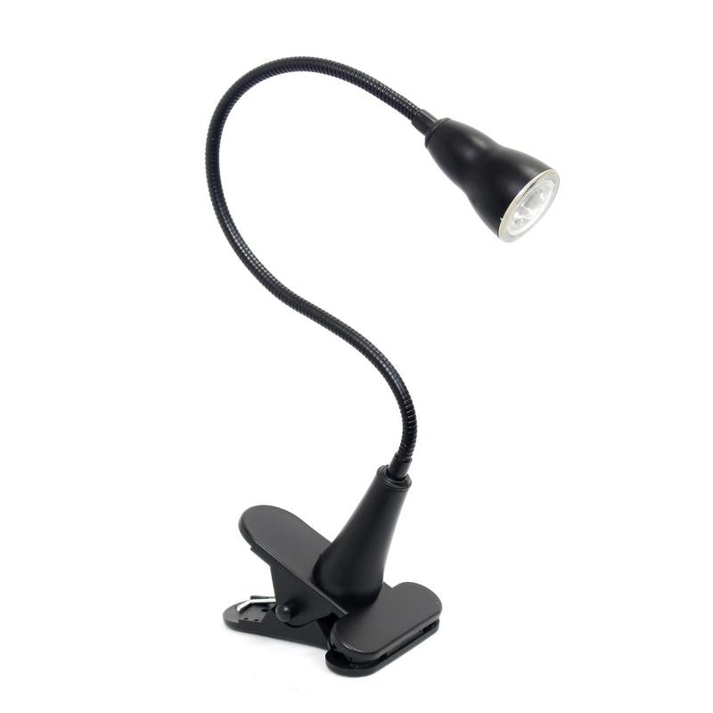 Simple Designs Black Gooseneck LED Clip Light Desk Lamp