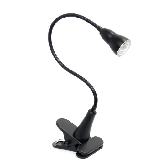 Simple Designs Black Gooseneck LED Clip Light Desk Lamp