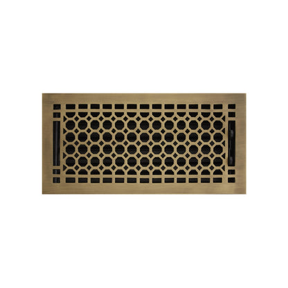 Signature Hardware 929149-6-14 Honeycomb Brass Floor Register - 6" X 14" (6-5/8" X 15-1/8" Overall) Antique Brass