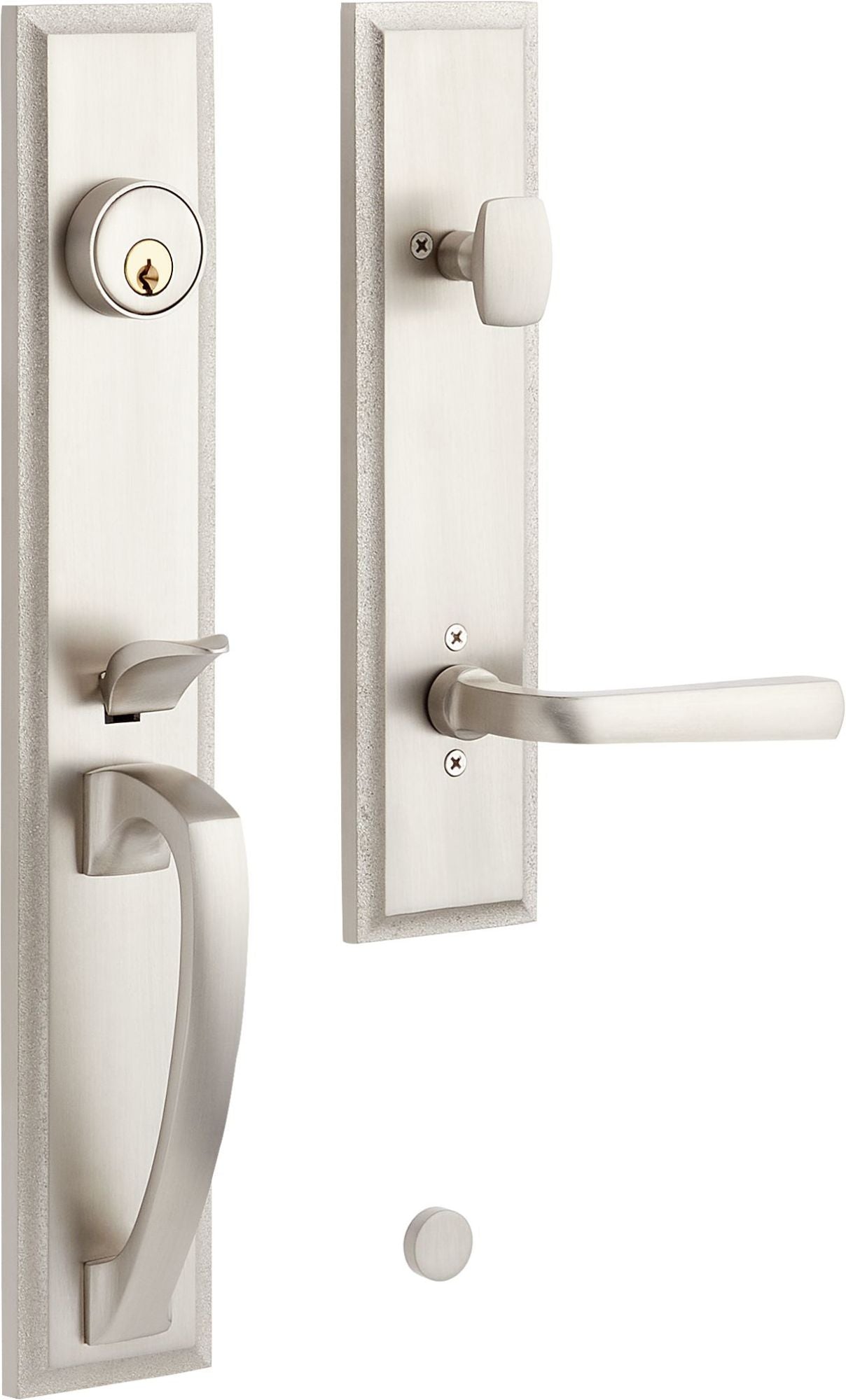 Signature Hardware 479121 Aurick Right Handed Solid Brass Keyed Entry Door Lever Set with 2-3/4" Backset - Satin Nickel