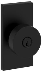 Dinged Entry Contemporary Knob and Contemporary 5in Rose with 6AL Latch and Dual Strike Satin Black Finish