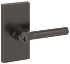 Baldwin EN.TUB.CFR Tube Single Cylinder Keyed Entry Door Lever Set with 5 Inch Rectangle Rose from the Reserve Collection Venetian Bronze Door