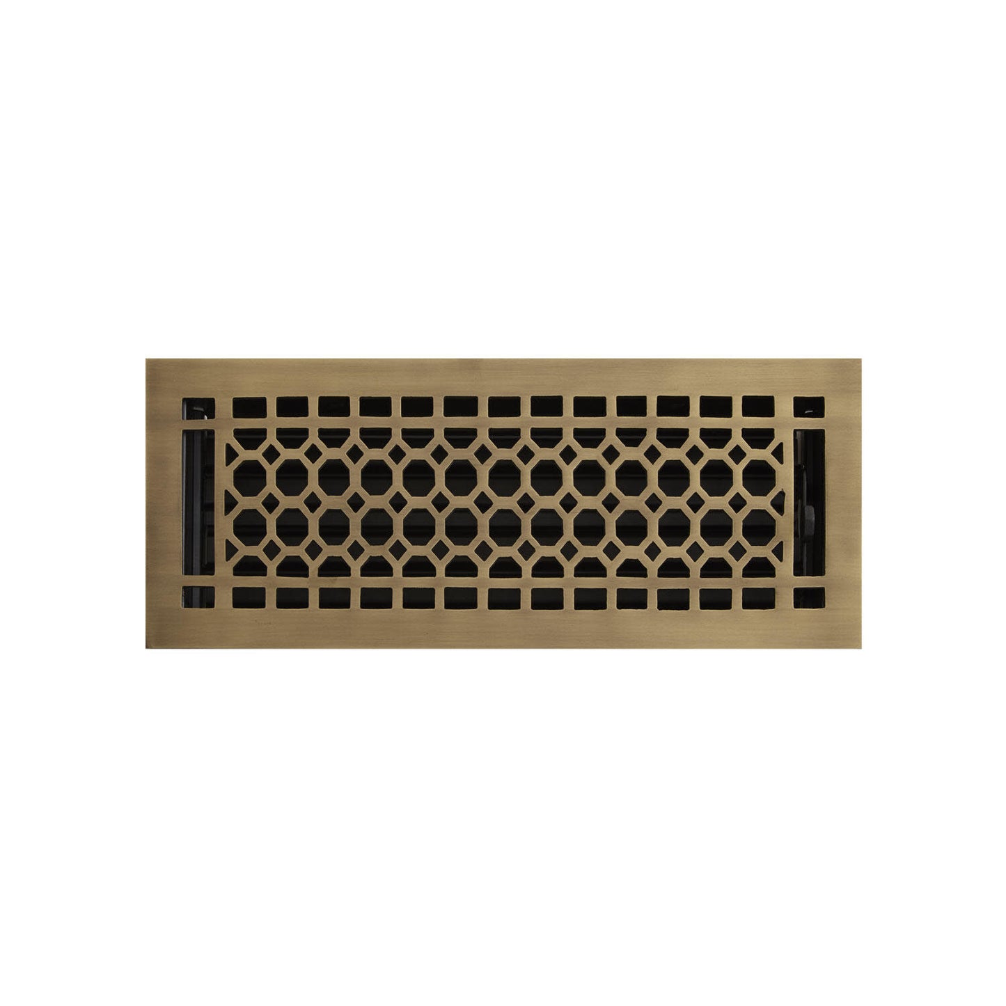 Signature Hardware 929149-4-10 Honeycomb Brass Floor Register - 4"x10" (5"x11-1/8" Overall) Antique Brass Vent Covers Registers Slatted