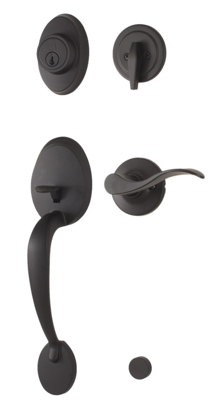 Weslock L2810-2X2FR2D Hillcrest Keyed One Side Left Hand Handle Set with Haven Lever Matte Black - *Tools Hardware &