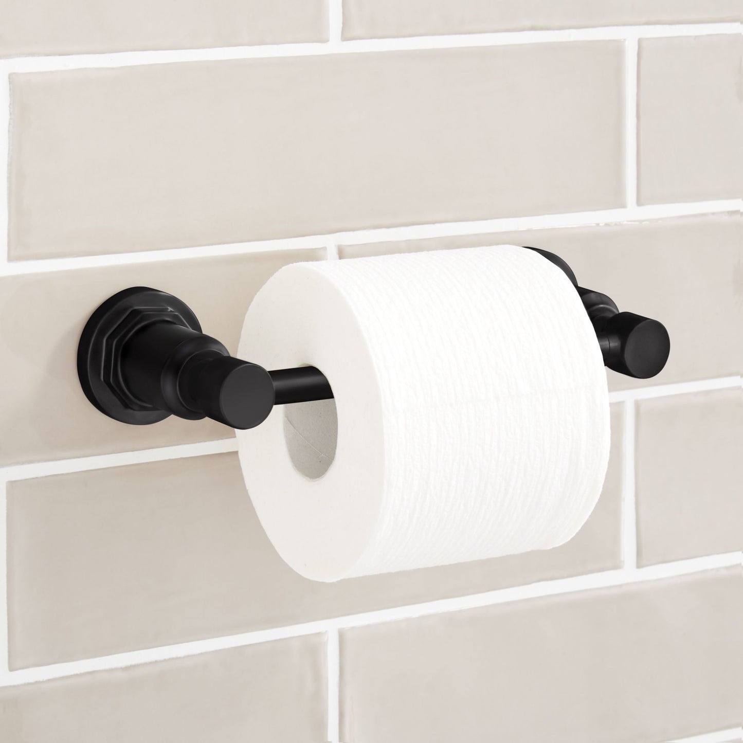 Signature Hardware 948295 Greyfield Wall-Mounted Toilet Paper Holder Matte Black