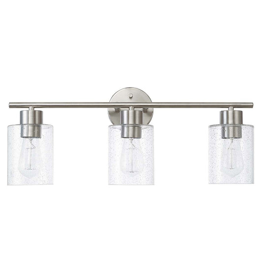 Bellevue GBF13025 Lydia 3 Light 23" Wide Bathroom Vanity Light with Seeded Glass Shades Brushed Nickel