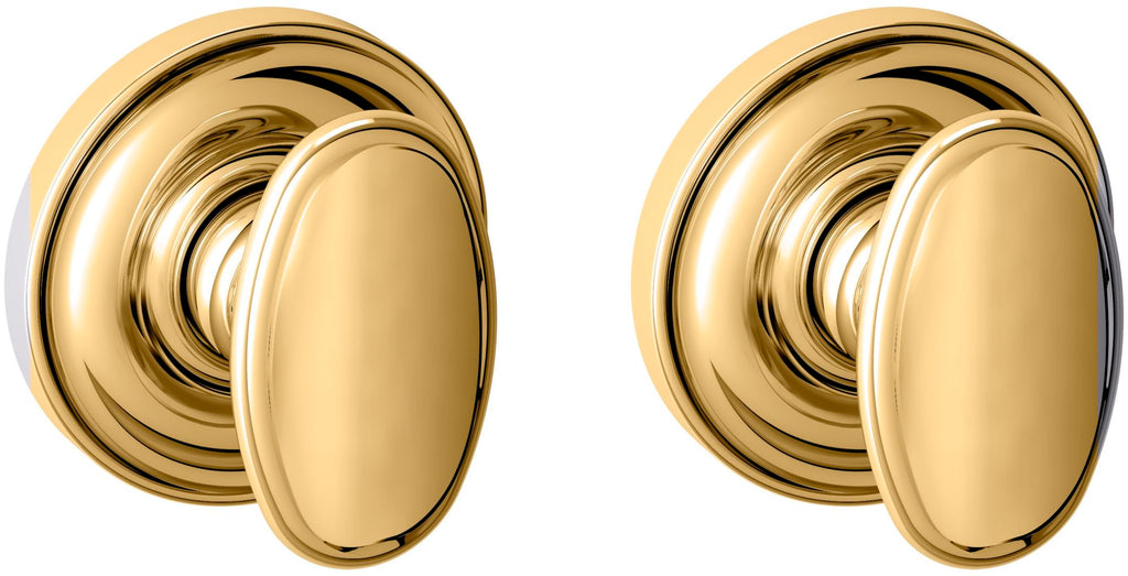 Baldwin 5057.PASS 5057 Passage Door Knob Set with 5048 Rose from the Estate Collection Non-Lacquered Brass