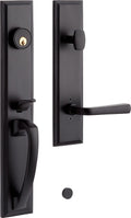Signature Hardware 479113 Aurick Right Handed Solid Brass Keyed Entry Door Lever Set with 2-3/8" Backset