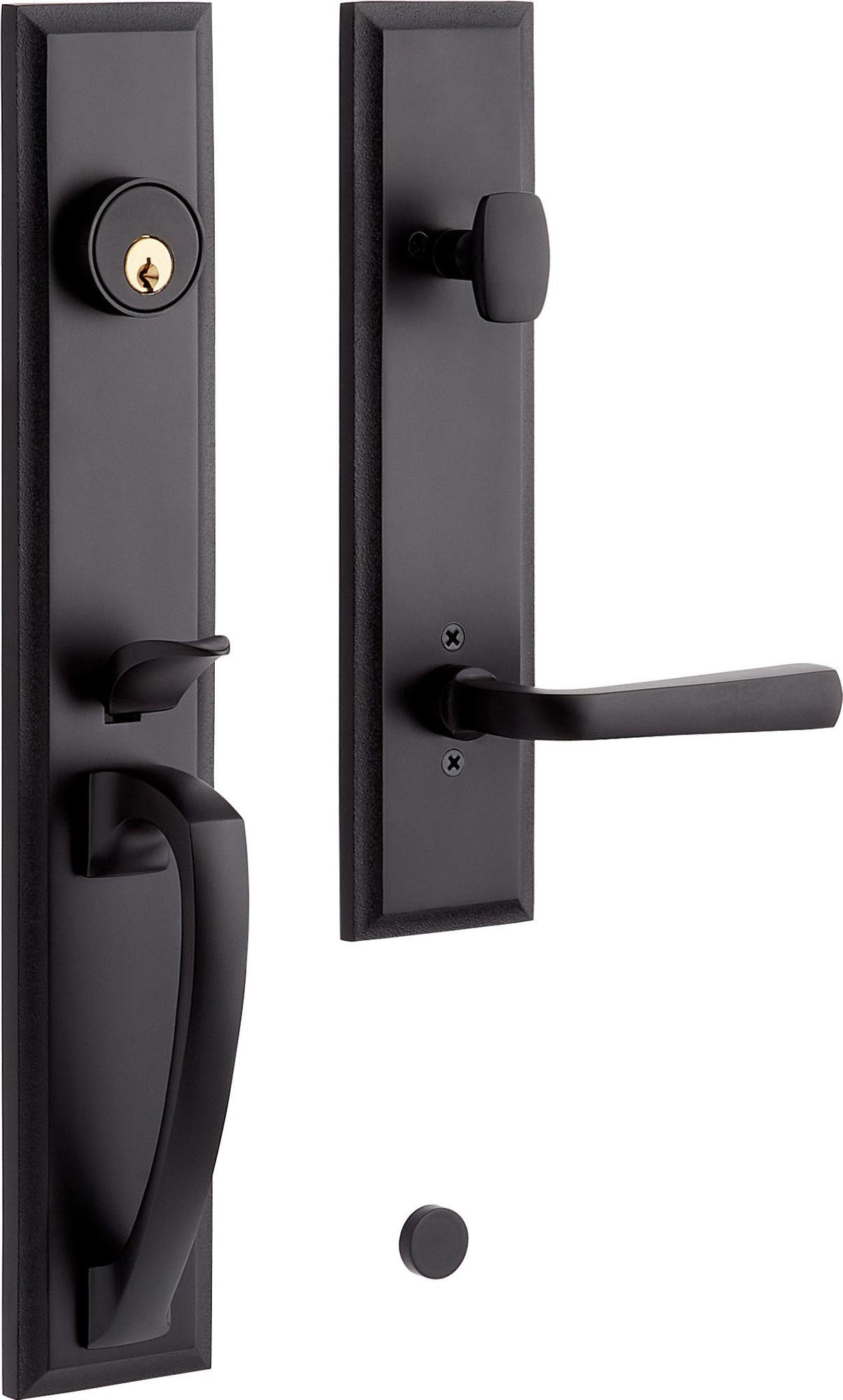 Signature Hardware 479113 Aurick Right Handed Solid Brass Keyed Entry Door Lever Set with 2-3/8" Backset