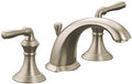 KOHLER K-394-4-BN Devonshire® Widespread Bathroom Sink Faucet, Pop-Up Drain Assembly, 3-Hole Bathroom Faucets, 2-Handle, 1.2 GPM, Vibrant Brushed Nickel