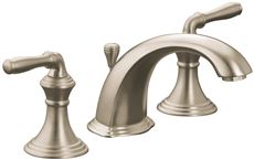 KOHLER K-394-4-BN Devonshire® Widespread Bathroom Sink Faucet, Pop-Up Drain Assembly, 3-Hole Bathroom Faucets, 2-Handle, 1.2 GPM, Vibrant Brushed Nickel