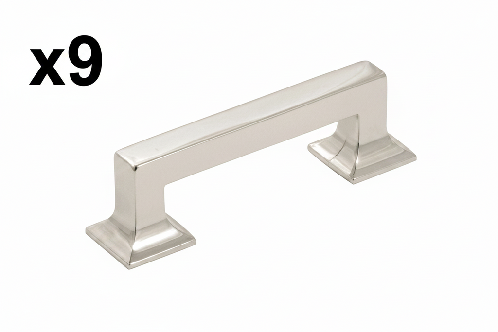 9 x Studio Collection Pull 3 Inch Center to Center Polished Nickel Finish