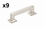 9 x Studio Collection Pull 3 Inch Center to Center Polished Nickel Finish
