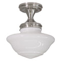 Design House 577494 9" Wide Semi-Flush Ceiling Fixture with Frosted Glass Shade Satin Nickel